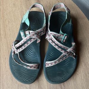 Chaco Teal and Plaid Strap Sandals